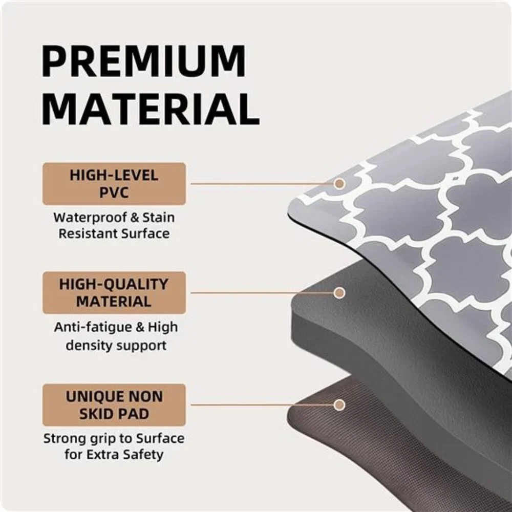 1/2 Inch Thick Cushioned Anti Fatigue Waterproof Kitchen Rug,  17.3